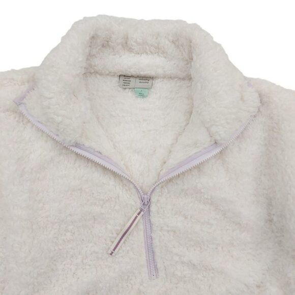 Anthropologie Saturday Sunday Sherpa Jacket Womens Small Cream 1/2 Zip High Neck - Picture 3 of 15